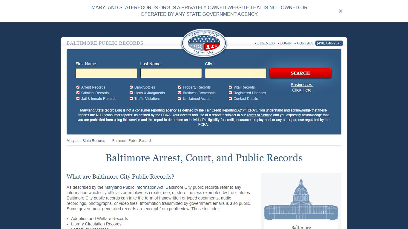 Baltimore Arrest and Public Records | Maryland.StateRecords.org